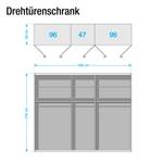 Draaideurkast Chicago I Alpinewit/magnoliakleurig glas - 250 x 216 cm - 5 deuren