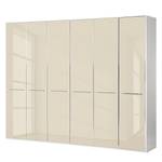 Drehtürenschrank Chicago I Alpinweiß / Glas Magnolie - 300 x 236 cm - 6 Türen
