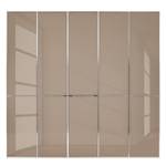 Drehtürenschrank Chicago I Alpinweiß / Glas Sahara - 250 x 216 cm - 5 Türen