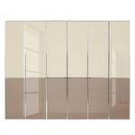 Drehtürenschrank Chicago I Glas Magnolie / Glas Sahara - 300 x 236 cm - 6 Türen