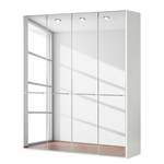 Drehtürenschrank Chicago I Glas Weiß / Spiegelglas - 200 x 216 cm - 4 Türen