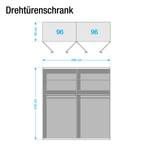 Drehtürenschrank Chicago I Alpinweiß / Spiegelglas - 200 x 216 cm - 4 Türen