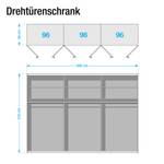 Drehtürenschrank Chicago I Glas Magnolie - 300 x 216 cm - 6 Türen