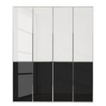 Drehtürenschrank Chicago I Glas Weiß / Glas Schwarz - 200 x 216 cm - 4 Türen