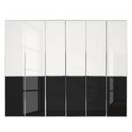 Drehtürenschrank Chicago I Glas Weiß / Glas Schwarz - 300 x 216 cm - 6 Türen