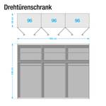 Drehtürenschrank Chicago I Glas Weiß / Spiegelglas - 300 x 236 cm - 6 Türen