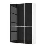 Drehtürenschrank Chicago I Weiß / Glas Schwarz - 150 x 236 cm - 3 Türen
