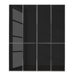 Drehtürenschrank Chicago I Weiß / Glas Schwarz - 200 x 216 cm - 4 Türen