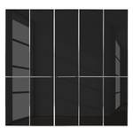 Drehtürenschrank Chicago I Weiß / Glas Schwarz - 250 x 216 cm - 5 Türen