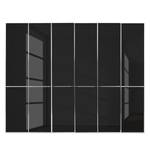 Drehtürenschrank Chicago I Weiß / Glas Schwarz - 300 x 216 cm - 6 Türen