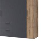 Armoire à portes battantes Chicago Imitation chêne parqueté / Graphite - Largeur : 200 cm - 5 portes