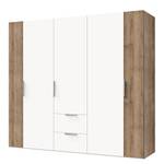 Armoire à portes battantes Chicago Imitation chêne parqueté / Blanc polaire - Largeur : 200 cm - 5 portes