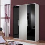 Armoire à portes battantes Soala Noir nacré / Blanc alpin - Largeur : 135 cm - 3 portes - Sans