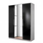 Armoire à portes battantes Soala Noir nacré / Blanc alpin - Largeur : 135 cm - 3 portes - Sans