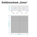 Drehtürenschrank Comos Hochglanz Creme - Schrankbreite: 252 cm - 5-türig