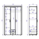 Armoire à portes battantes Axel Imitation chêne de Sonoma / Blanc - Largeur : 121 cm - 3 portes