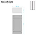 Armoire à portes battantes Dubai Blanc alpin - Largeur : 100 cm - 2 porte - Sans cadre passepartout - Sans éclairage