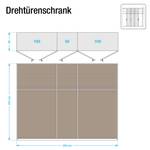 Drehtürenschrank Evelyn I Eiche Sonoma Dekor - 250 x 223 cm - 5 Türen - Ohne Kranzblende - Ohne Beleuchtung