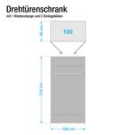 Drehtürenschrank Faro Eiche teilmassiv - lackiert - Breite: 100 cm - 2 Türen - Ohne Passepartoutrahmen - Ohne Spiegeltür/-en