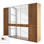 Armoire à portes battantes Faro Chêne verni partiellement massif - Largeur : 150 cm - 3 portes - Sans cadre passepartout - 1 miroir