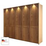 Armoire à portes battantes Faro Chêne verni partiellement massif - Largeur : 200 cm - 4 portes - Avec cadre passepartout - Avec éclairage - Sans portes miroir