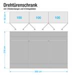 Drehtürenschrank Faro Eiche teilmassiv - lackiert - Breite: 300 cm - 6 Türen - Ohne Passepartoutrahmen - 4 Spiegeltüren