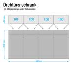 Drehtürenschrank Faro Eiche teilmassiv - lackiert - Breite: 400 cm - 8 Türen - Ohne Passepartoutrahmen - 2 Spiegeltüren