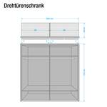 Armoire à portes pivotantes Florenz Aulne partiellement massif - Largeur : 200 cm - Avec cadre passepartout - 2 miroir