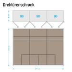 Draaideurkast Garmisch-Plus Hoogglans wit/alpinewit - Breedte: 271 cm