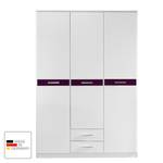 Armoire à portes battantes Gina Blanc alpin / Couleur mûre brillante - 135 cm (3 portes) - 2 tiroirs