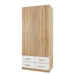 Armoire à portes battantes Samira Imitation chêne / Blanc alpin - 136 cm - 3 portes