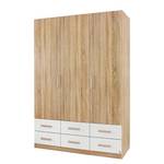 Armoire à portes battantes Samira Imitation chêne / Blanc alpin - 136 cm - 3 portes