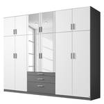 Draaideurkast Hildesheim Alpinewit/metallic grijs - Breedte: 271 cm - Met spiegeldeuren