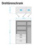 Draaideurkast Homburg I Hoogglans alpinewit - Breedte: 136 cm - Met spiegeldeuren