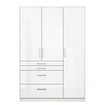Armoire à portes battantes Homburg I Blanc alpin brillant - Largeur : 136 cm - Sans portes miroir