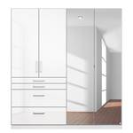 Armoire à portes battantes Homburg I Blanc alpin brillant - Largeur : 181 cm - Avec portes miroir