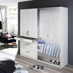 Armoire à portes battantes Homburg I Blanc alpin brillant - Largeur : 181 cm - Avec portes miroir