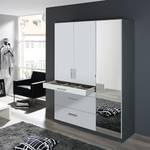 Armoire Homburg II Gris métallisé - Largeur : 136 cm - Avec portes miroir