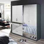 Armoire Homburg II Gris métallisé - Largeur : 181 cm - Avec portes miroir