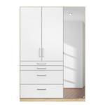 Armoire Homburg II Blanc / Imitation chêne de Sonoma - Largeur : 136 cm - Avec portes miroir