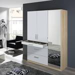 Armoire Homburg II Blanc / Imitation chêne de Sonoma - Largeur : 136 cm - Avec portes miroir