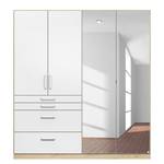 Armoire Homburg II Blanc / Imitation chêne de Sonoma - Largeur : 181 cm - Avec portes miroir