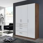 Armoire Homburg II Blanc / Imitation chêne de Stirling - Largeur : 136 cm - Sans portes miroir