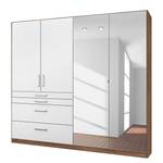 Armoire Homburg II Blanc / Imitation chêne de Stirling - Largeur : 181 cm - Avec portes miroir