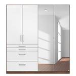 Armoire Homburg II Blanc / Imitation chêne de Stirling - Largeur : 181 cm - Avec portes miroir