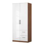 Drehtürenschrank KiYDOO II Hochglanz Weiß / Eiche Stirling Dekor - 91 x 197 cm - 2 Türen - Classic