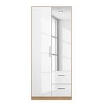 Armoire à portes battantes KiYDOO III Blanc brillant / Imitation chêne de Riviera - Blanc brillant / Imitation chêne de Riviera - Hauteur : 197 cm