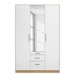 Drehtürenschrank KiYDOO IV Weiß / Eiche Riviera Dekor - 136 x 210 cm - 3 Türen - Comfort