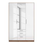 Armoire à portes battantes KiYDOO IV Blanc brillant / Imitation chêne de Stirling - 136 x 197 cm - 3 portes - Confort