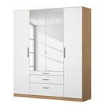 Armoire à portes battantes KiYDOO IV Blanc / Imitation chêne de Riviera - 181 x 197 cm - 4 portes - Basic